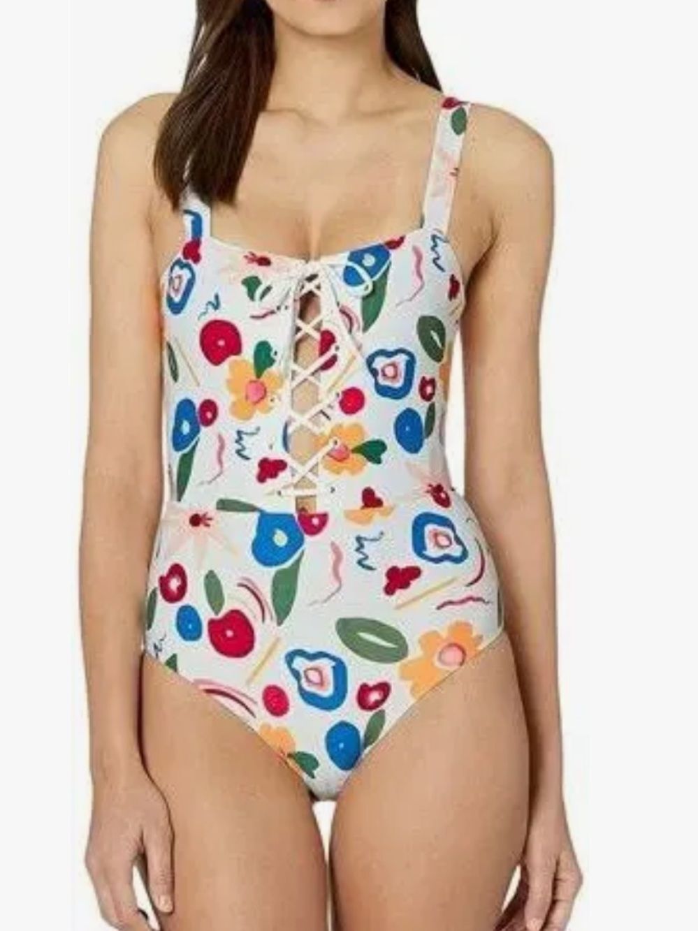 NWT Onia Anthropologie Raquel Floral One Piece Swimsuit White/Multi $195